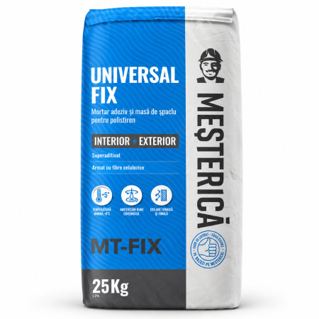 Adeziv si masa de spaclu pentru polistiren Mesterica Universal Fix MT-FIX, 25 kg